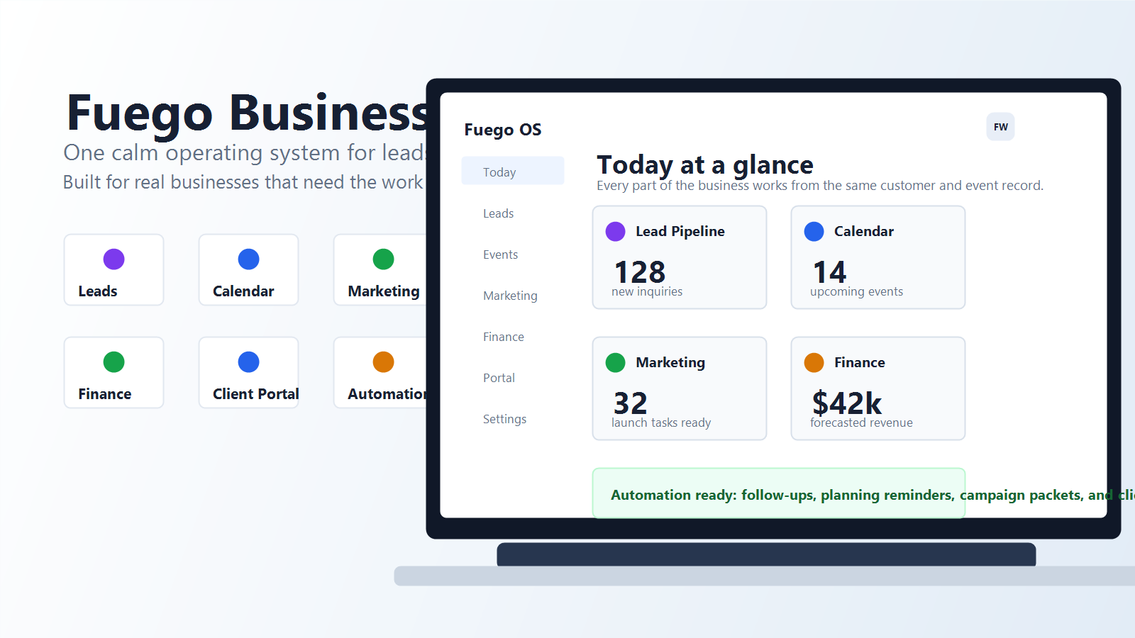 Fuego Business OS dashboard preview
